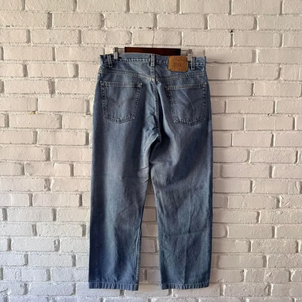 Vintage 90s Levi’s 505 Red Tab Straight Leg Faded Denim Jeans Made in USA 36x28